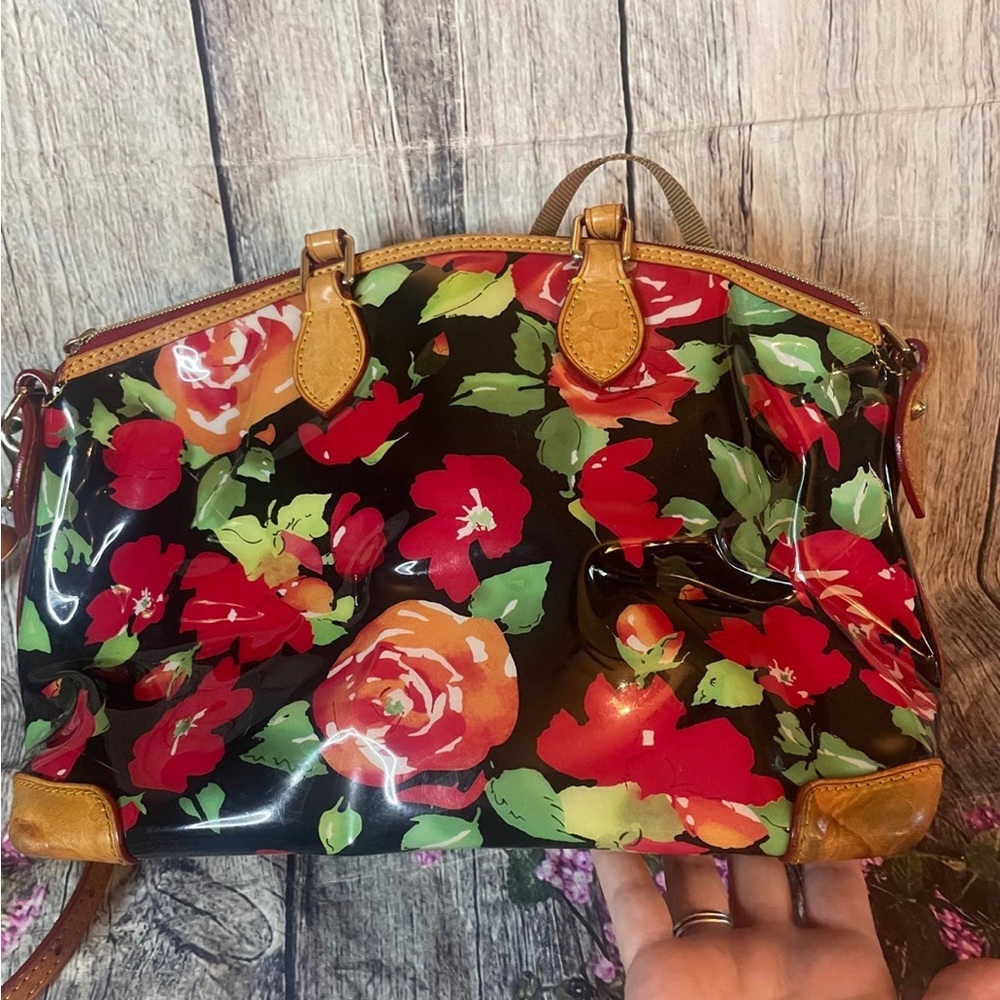 Dooney & Bourke Vibrant Floral Satchel with Tan Leather - Picture 8 of 11